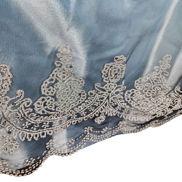 Vintage Y2K Davids Bridal Fit Flare Dress Womens Size 6 Peacock Blue Tulle - Picture 2 of 8